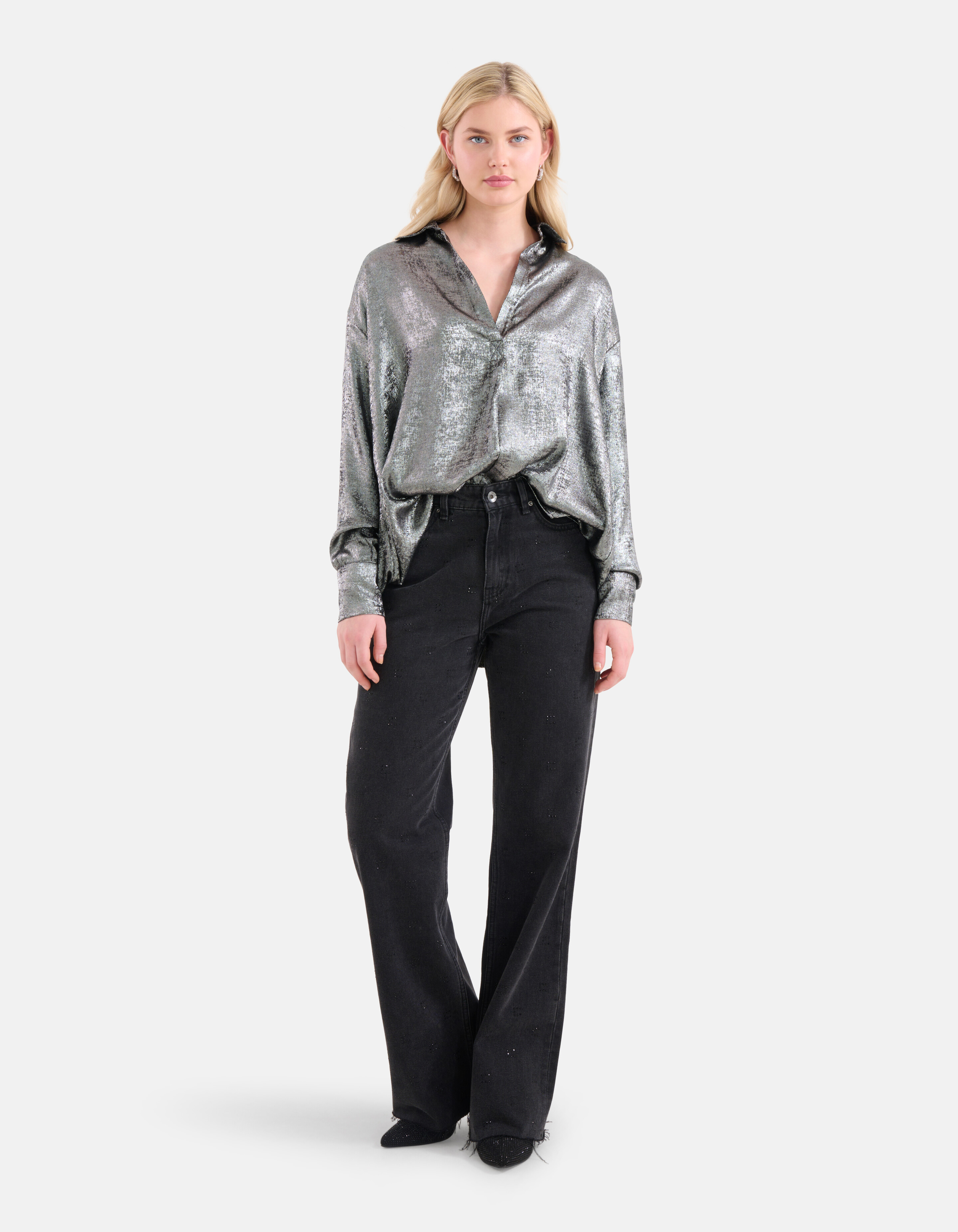 Metallic-Bluse Schwarz SHOEBY WOMEN