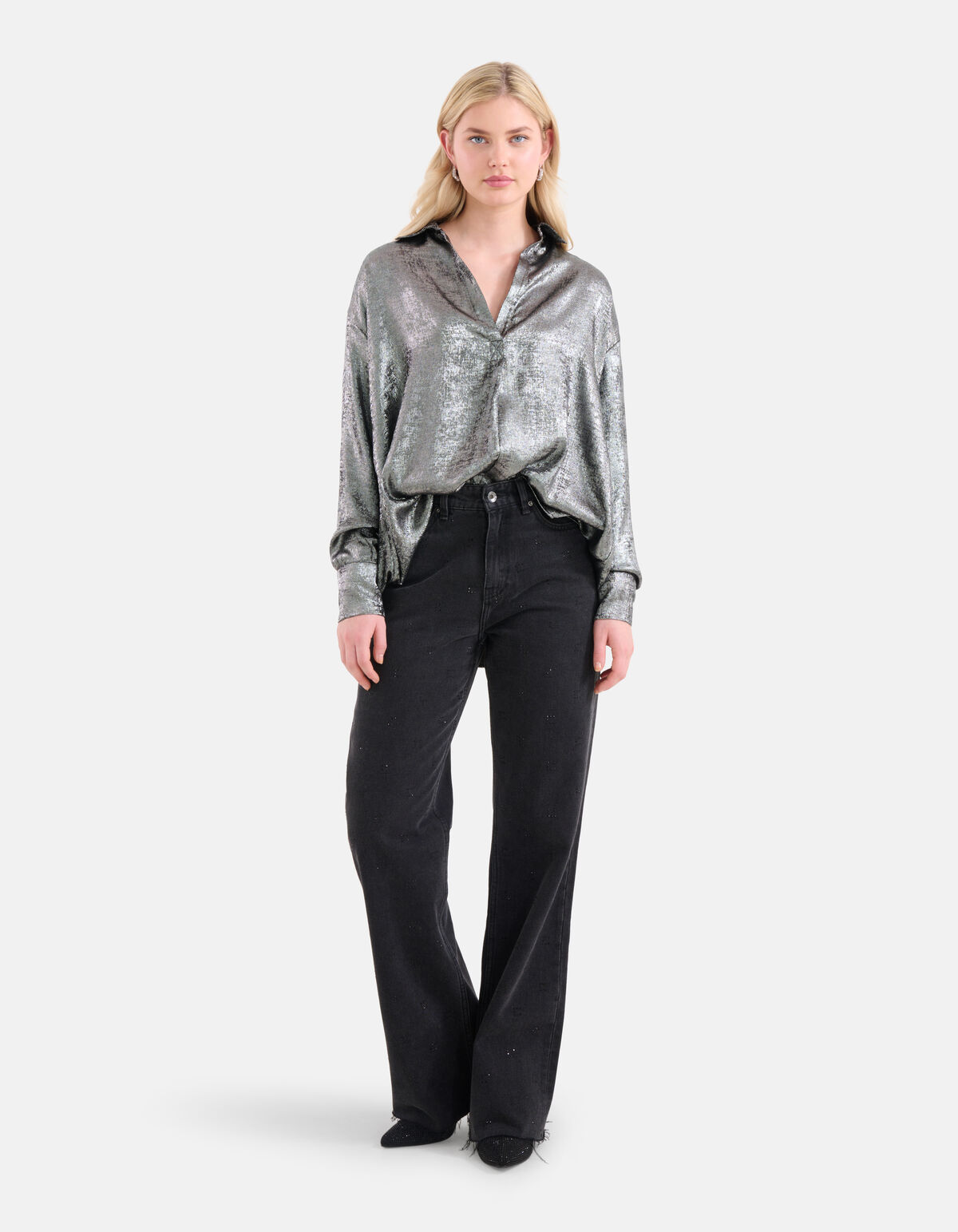 Metallic-Bluse Schwarz SHOEBY WOMEN