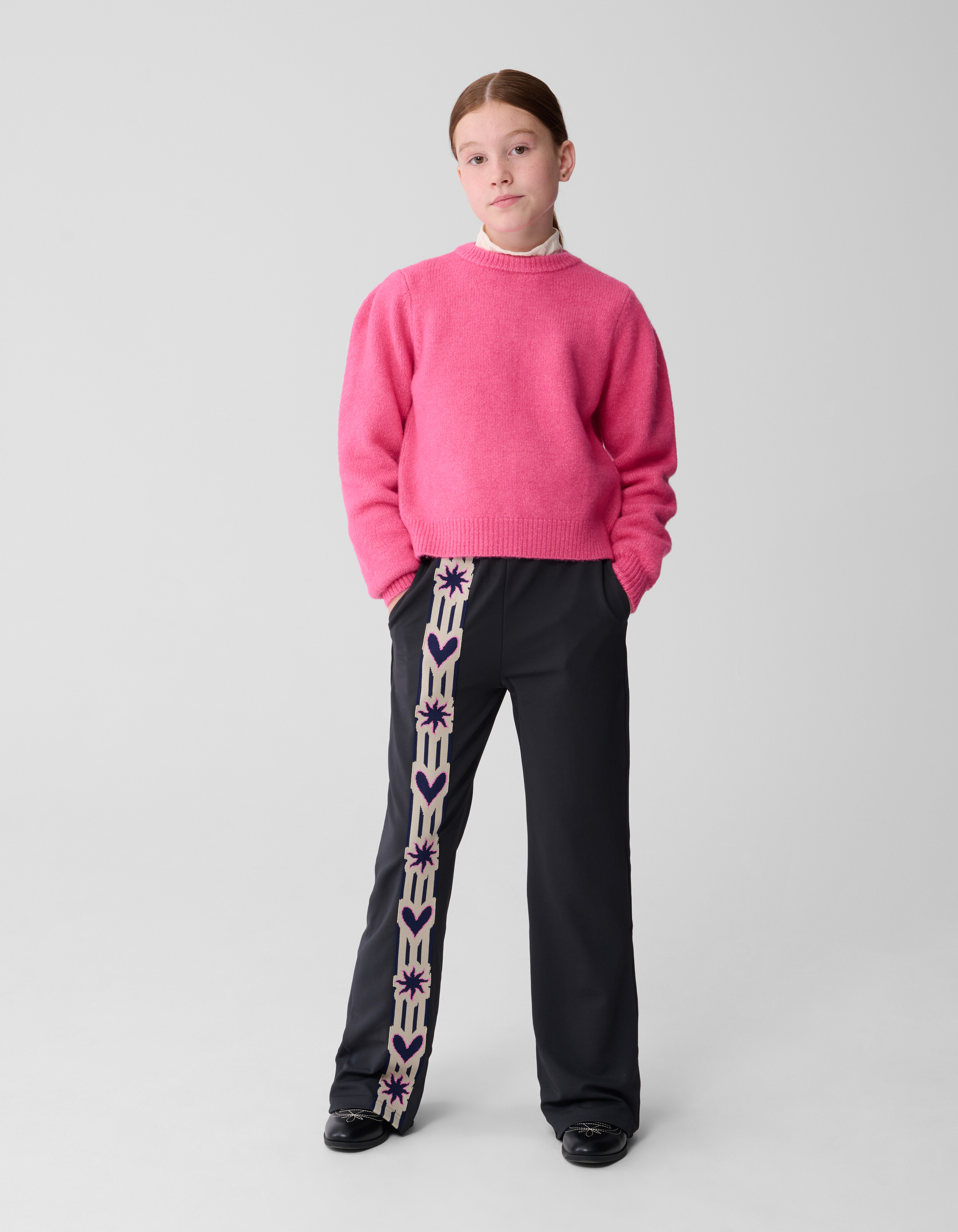 Hose mit weitem Bein und Herz-Tape in Dunkelgrau SHOEBY GIRLS