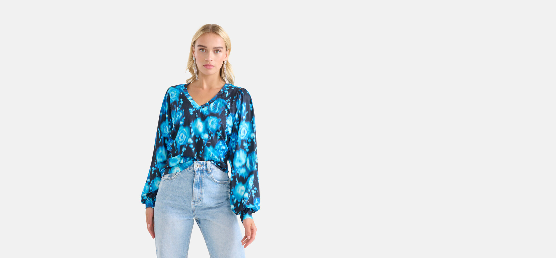 Rippstrick-Langarmshirt Blau SHOEBY WOMEN