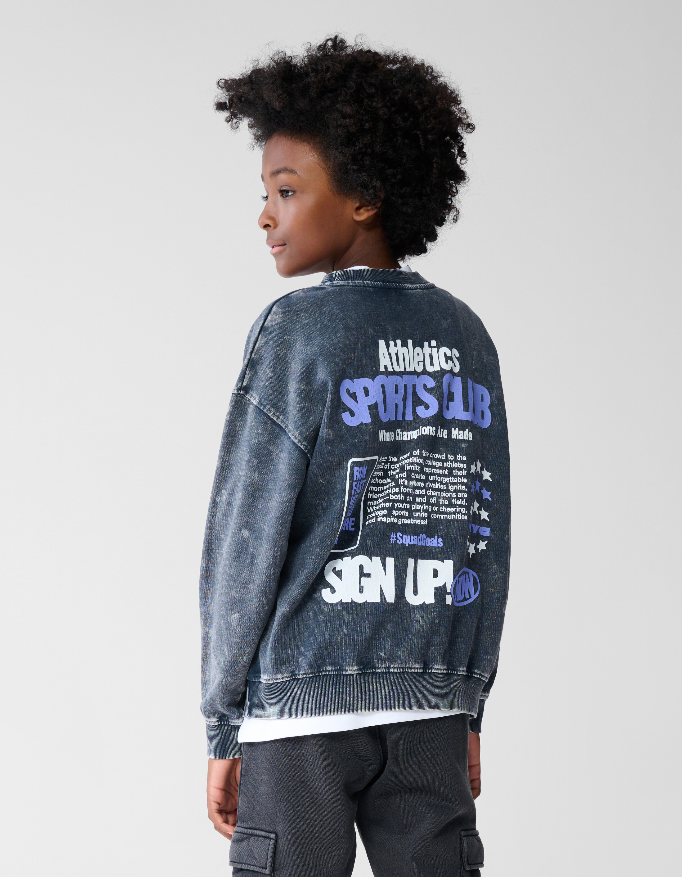 Gewaschenes Club Artwork Sweatshirt Dunkelgrau SHOEBY BOYS