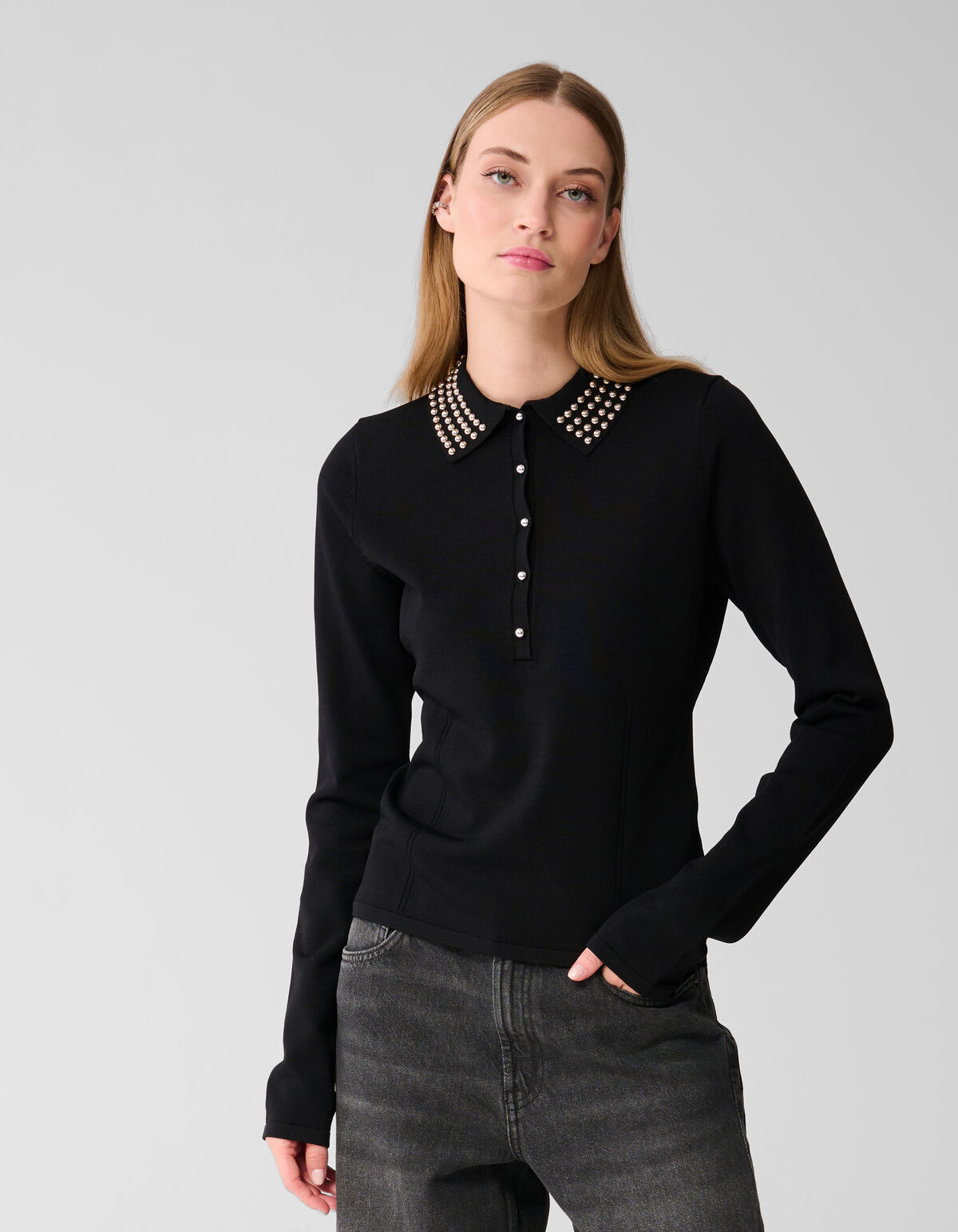 Strass Knit Polo Zwart SHOEBY WOMEN