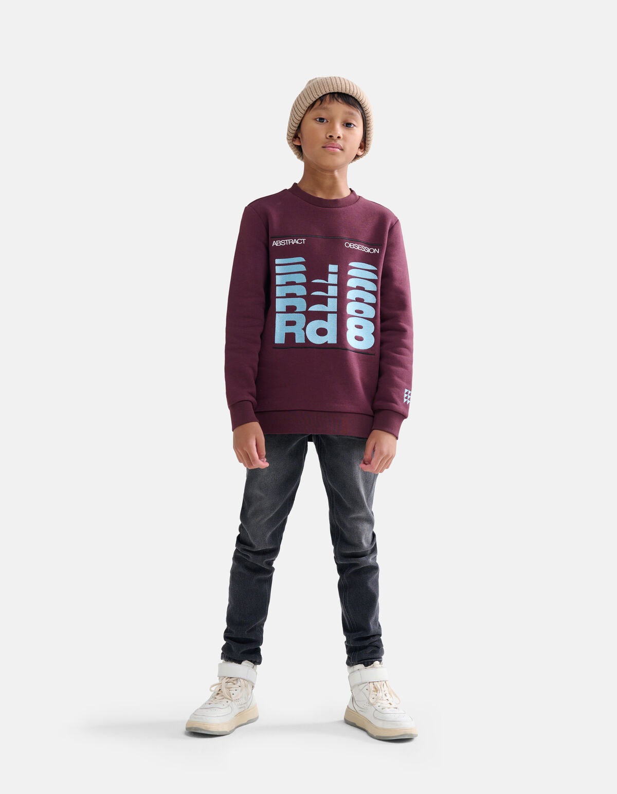 Sweatshirt mit abstraktem Druck Dunkelrot SHOEBY BOYS