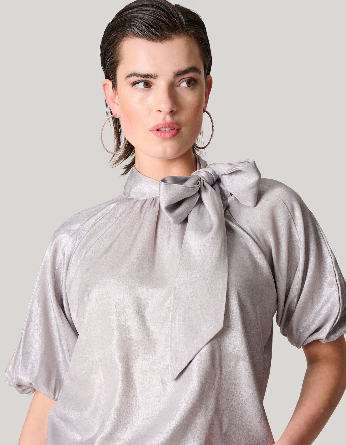 Metallic Denim Blouse Zilver SHOEBY WOMEN