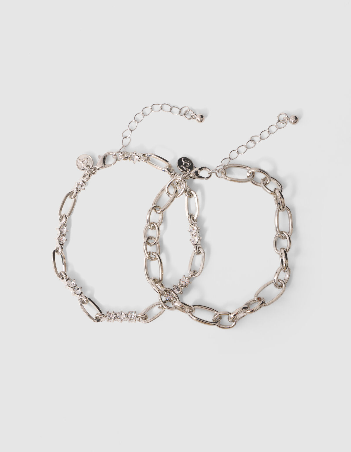 Double Layer Strass Armband Silber SHOEBY ACCESSOIRES