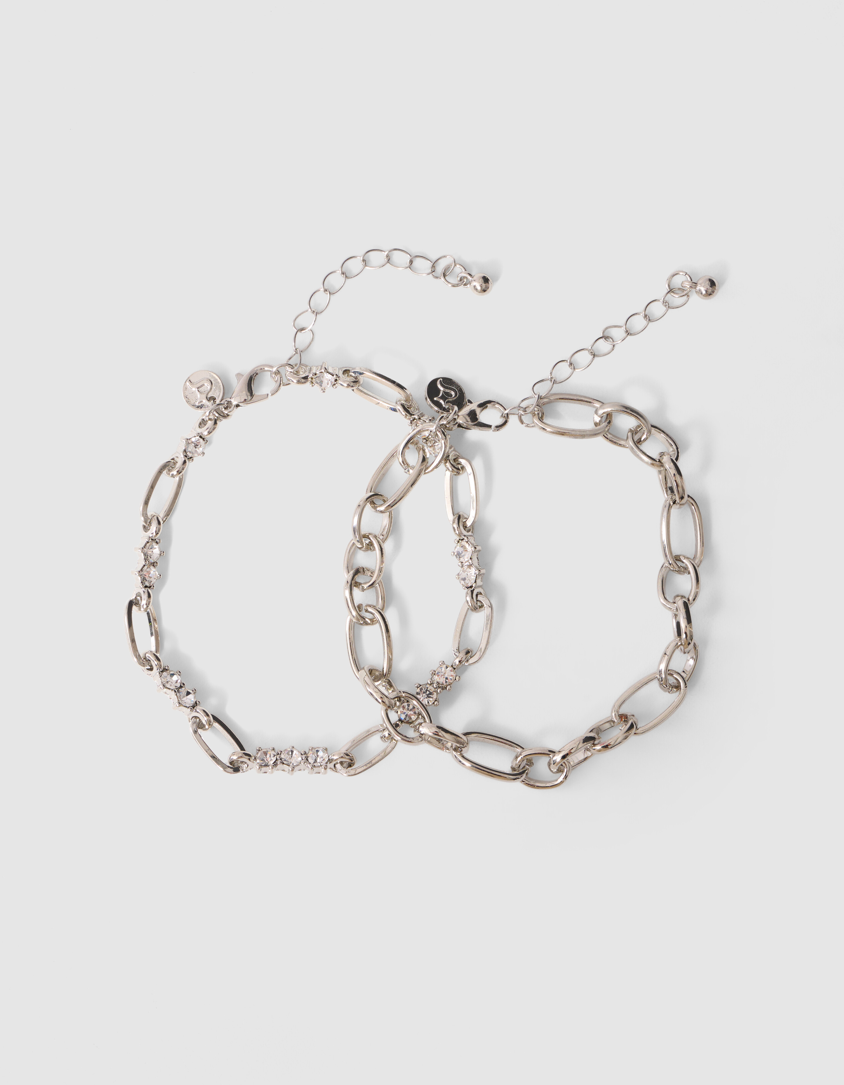 Double Layer Strass Armband Silber SHOEBY ACCESSOIRES