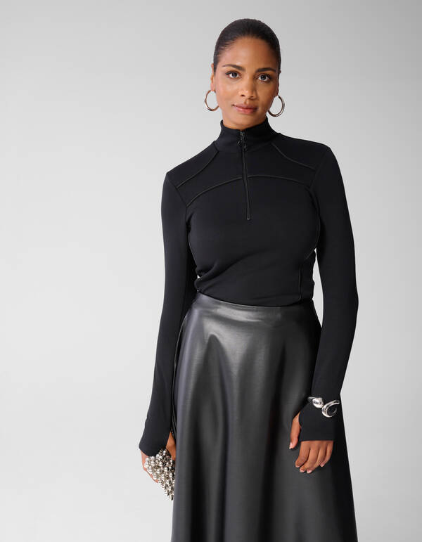 Aangesloten Zipper Longsleeve Top Zwart SHOEBY WOMEN