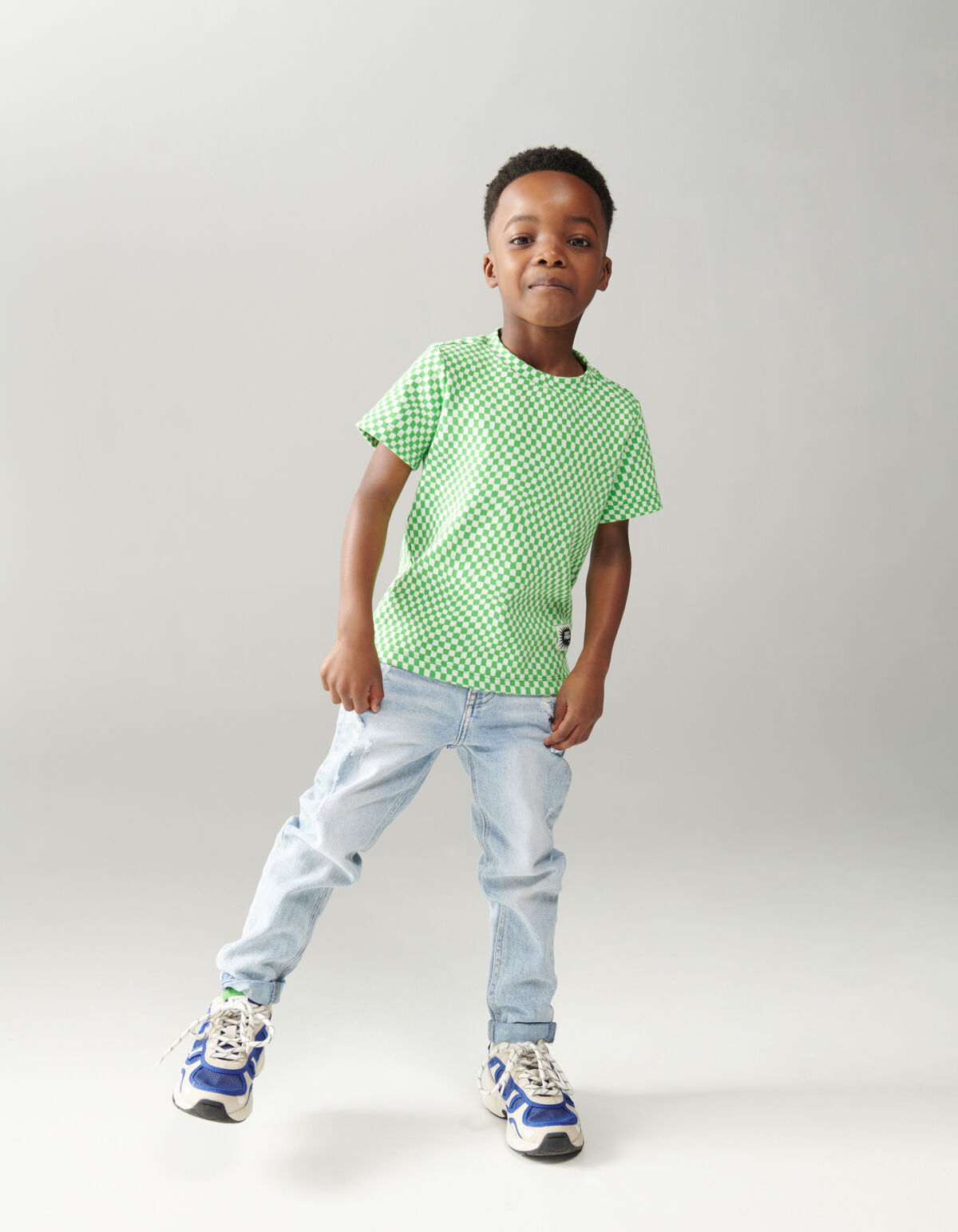 Heavy Block Textur T-Shirt Grün SHOEBY BOYS