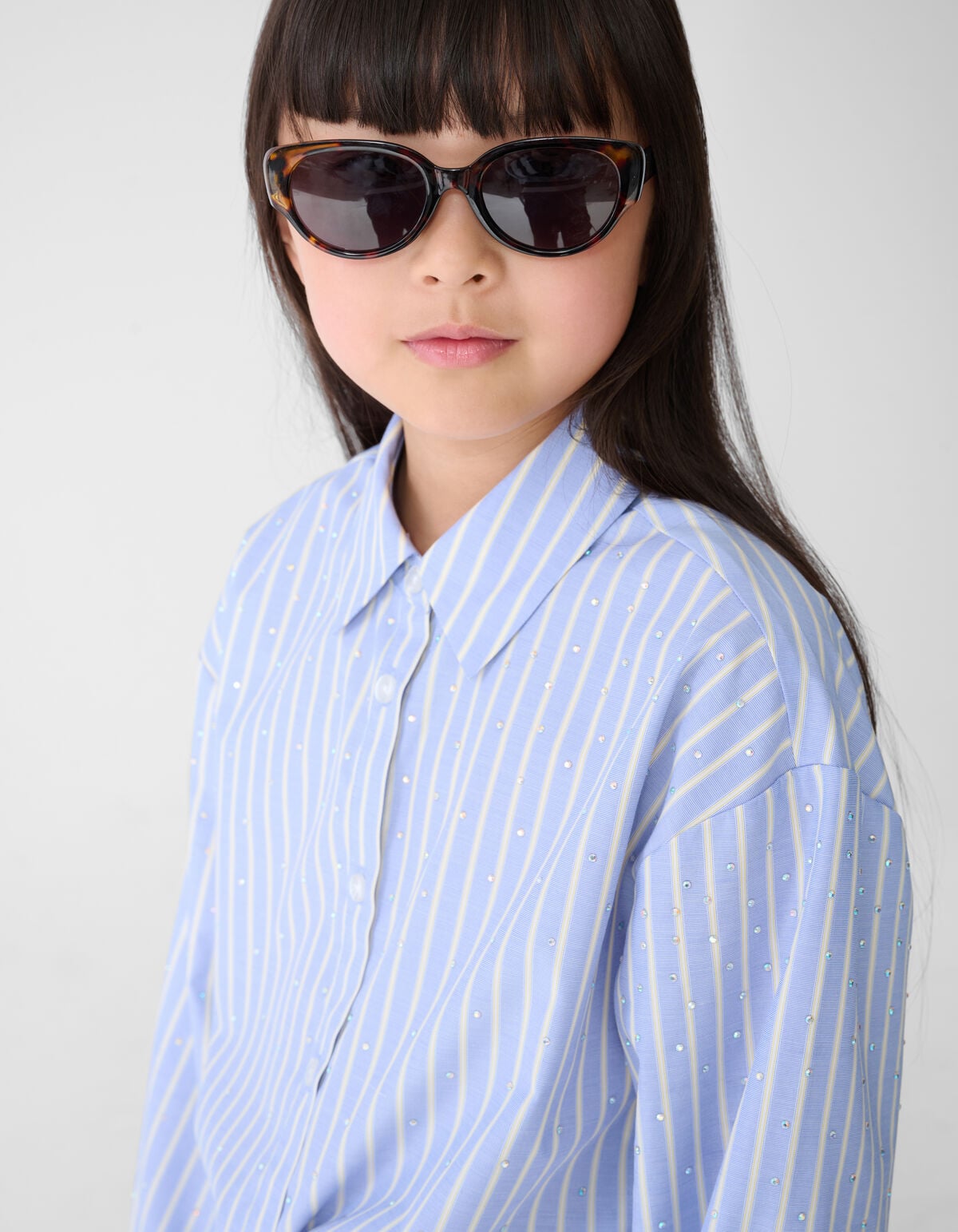 Oversize-Popeline-Bluse Hellblau SHOEBY GIRLS