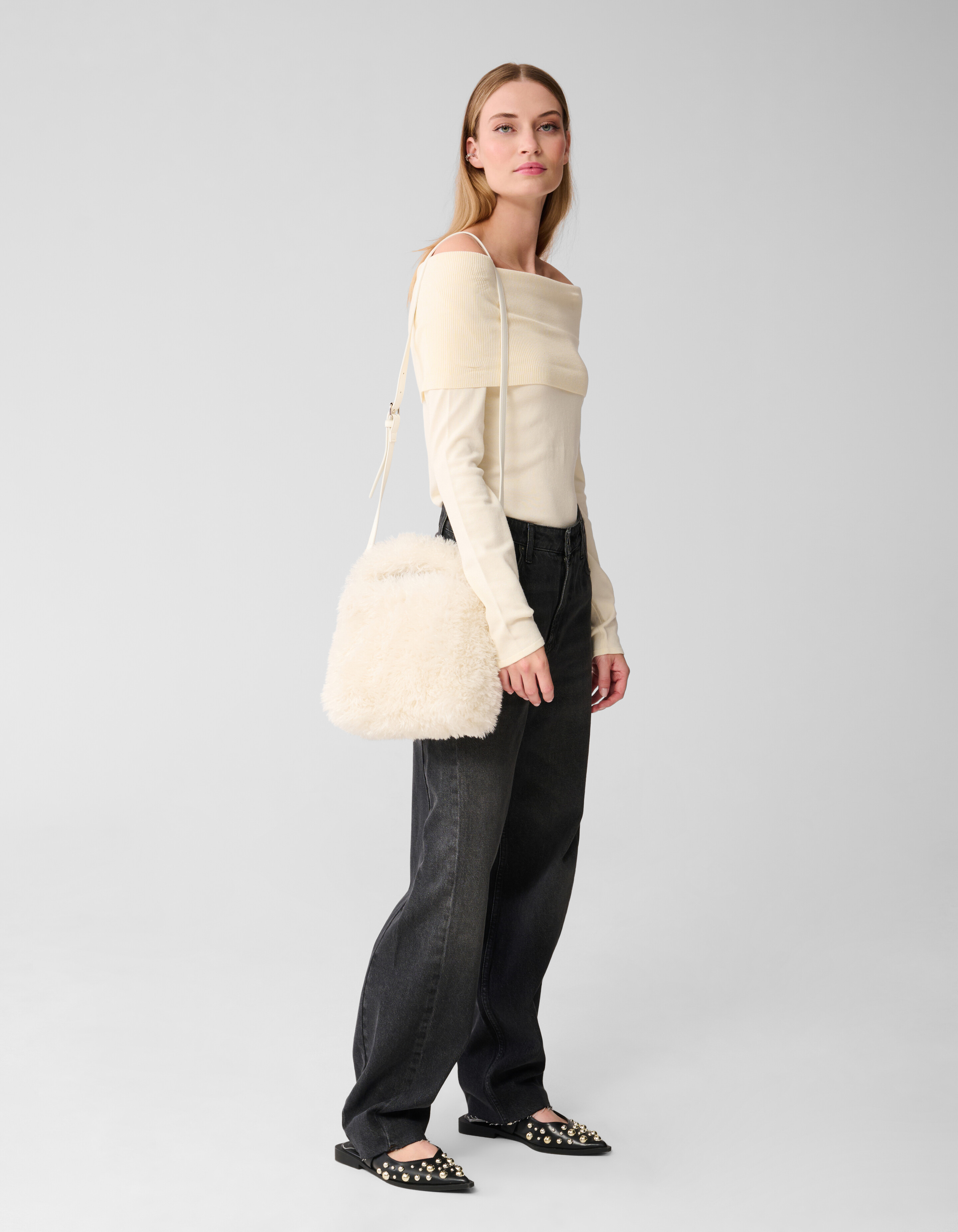 Fluffy Fur Tasche Gebrochenes Weiß SHOEBY ACCESSOIRES
