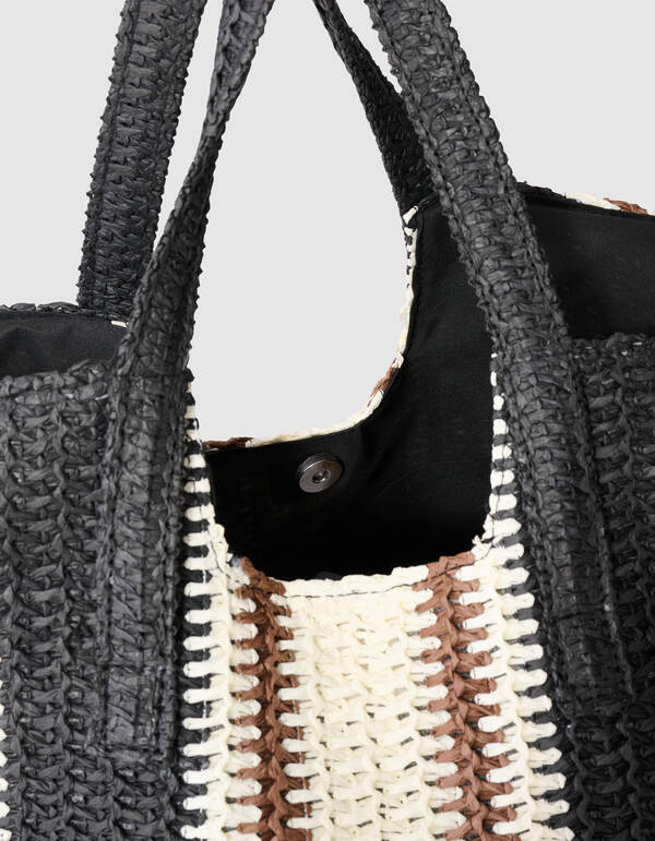 Gestrickter Strand-Shopper Schwarz/Braun SHOEBY ACCESSOIRES