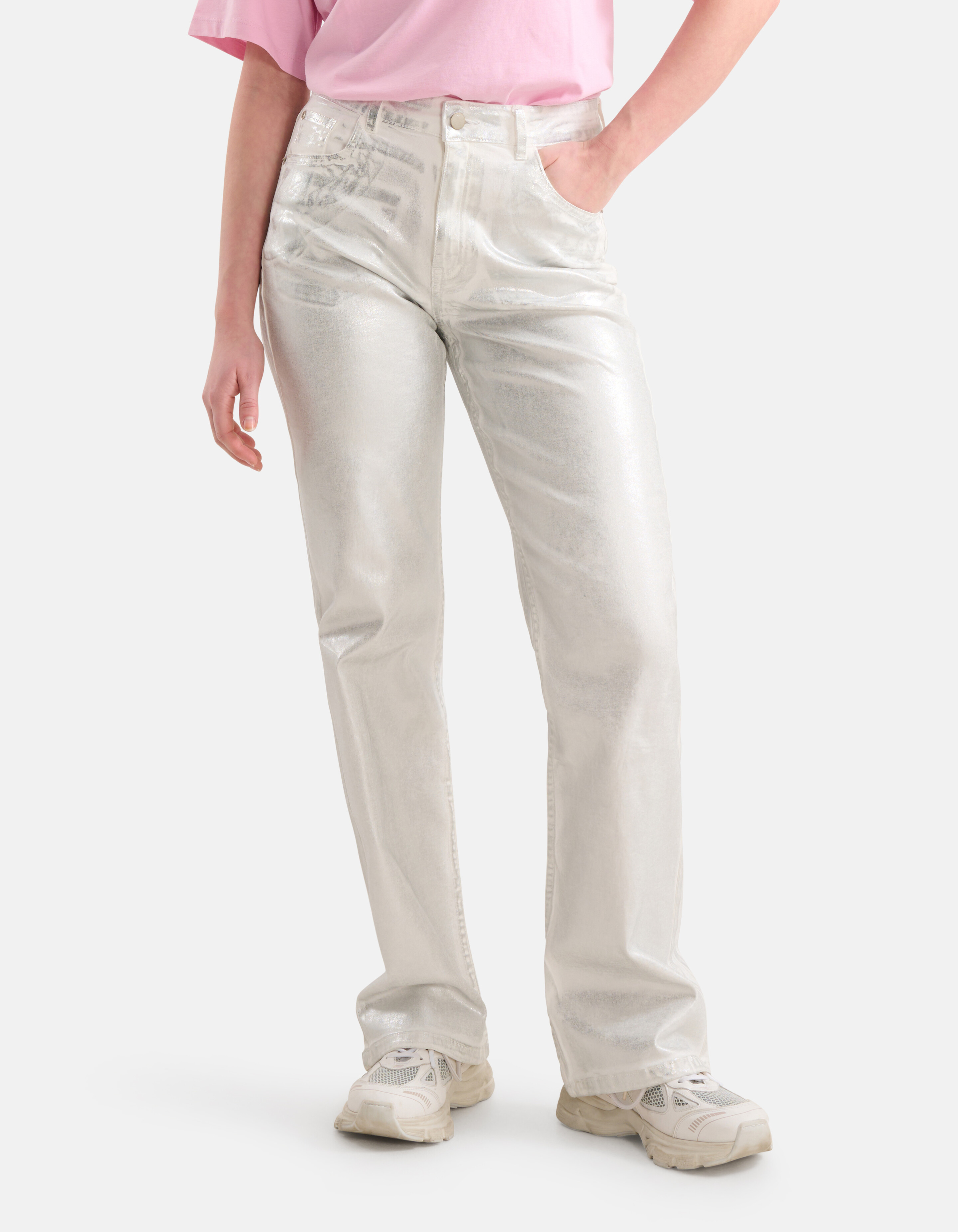 Metallic Wide Leg Jeans Zilver SHOEBY WOMEN