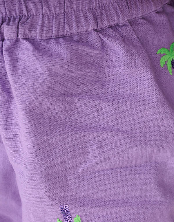 Palmbaum Stickerei Shorts Lila SHOEBY GIRLS