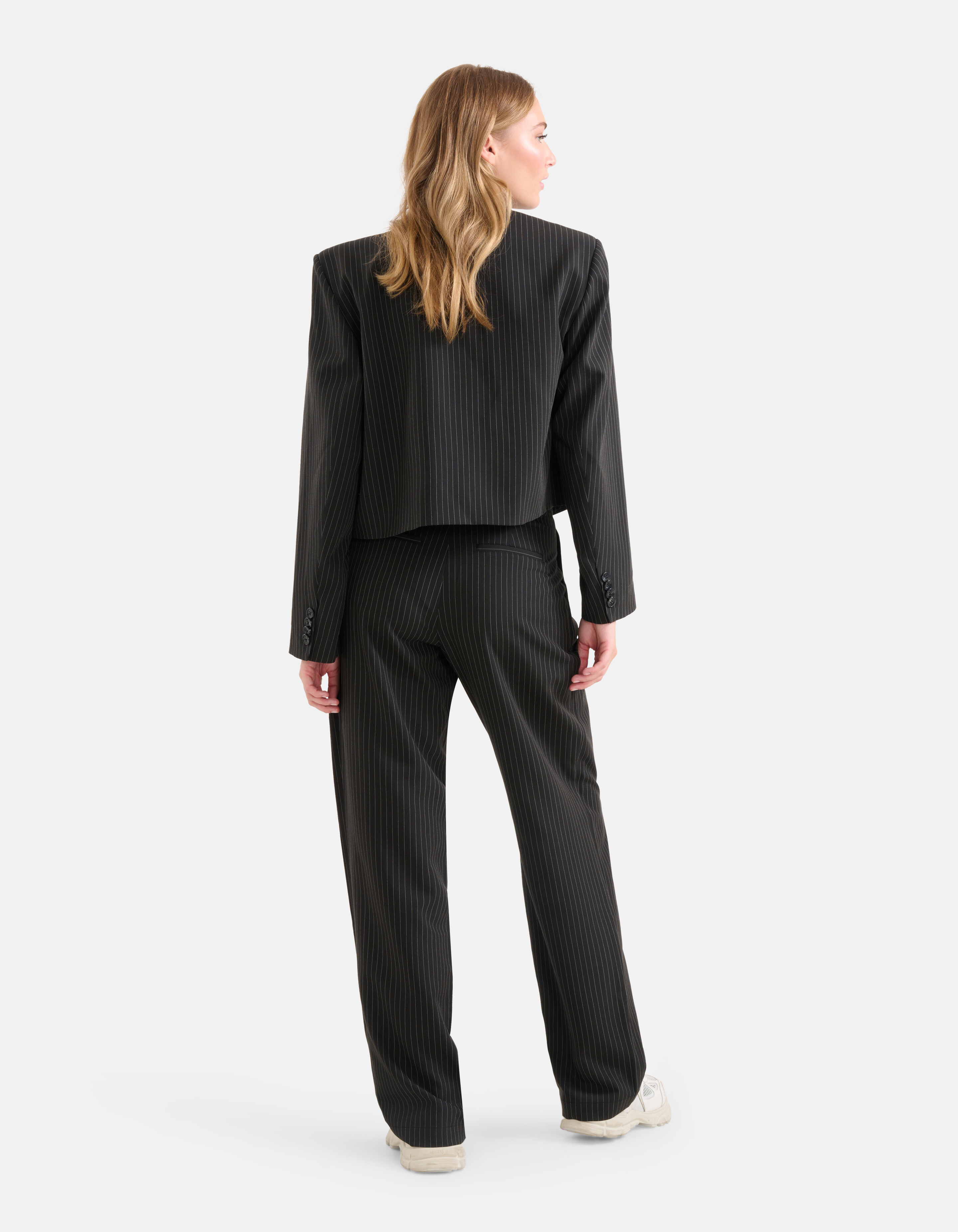 Nadelstreifen-Hose mit weitem Bein Schwarz SHOEBY WOMEN