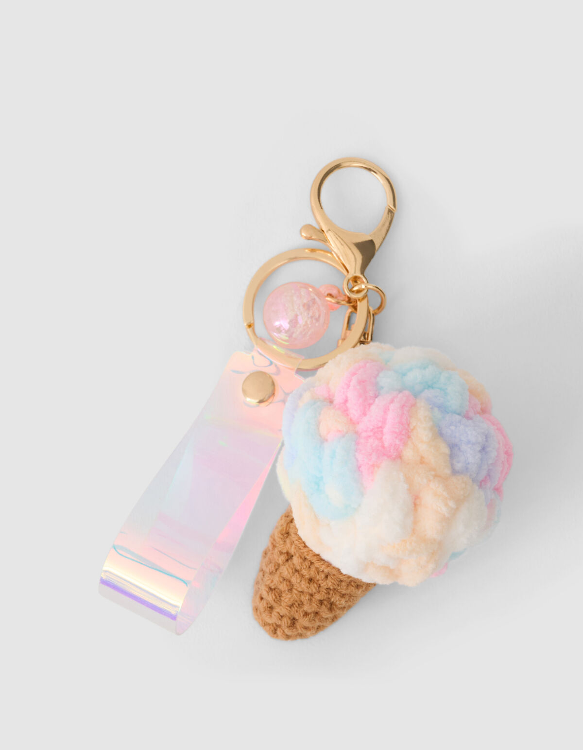 Geh&auml;kelter Eiscreme-Schl&uuml;sselanh&auml;nger Hellrosa SHOEBY ACCESSOIRES