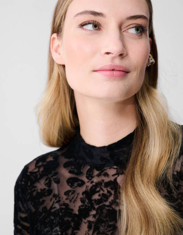 Rosen Mesh Top Schwarz SHOEBY WOMEN