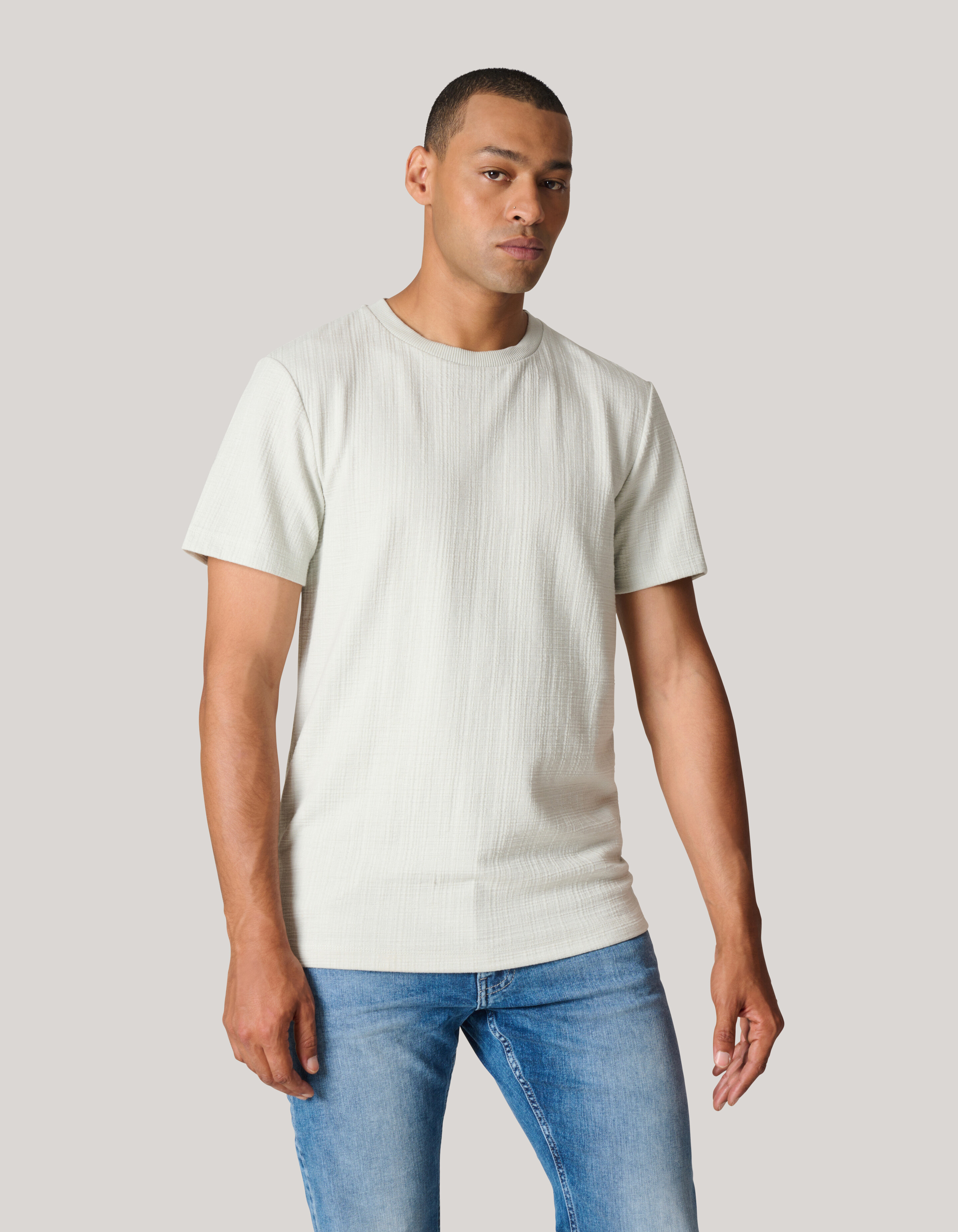 Strukturiertes T-shirt Hellgrau SHOEBY MEN