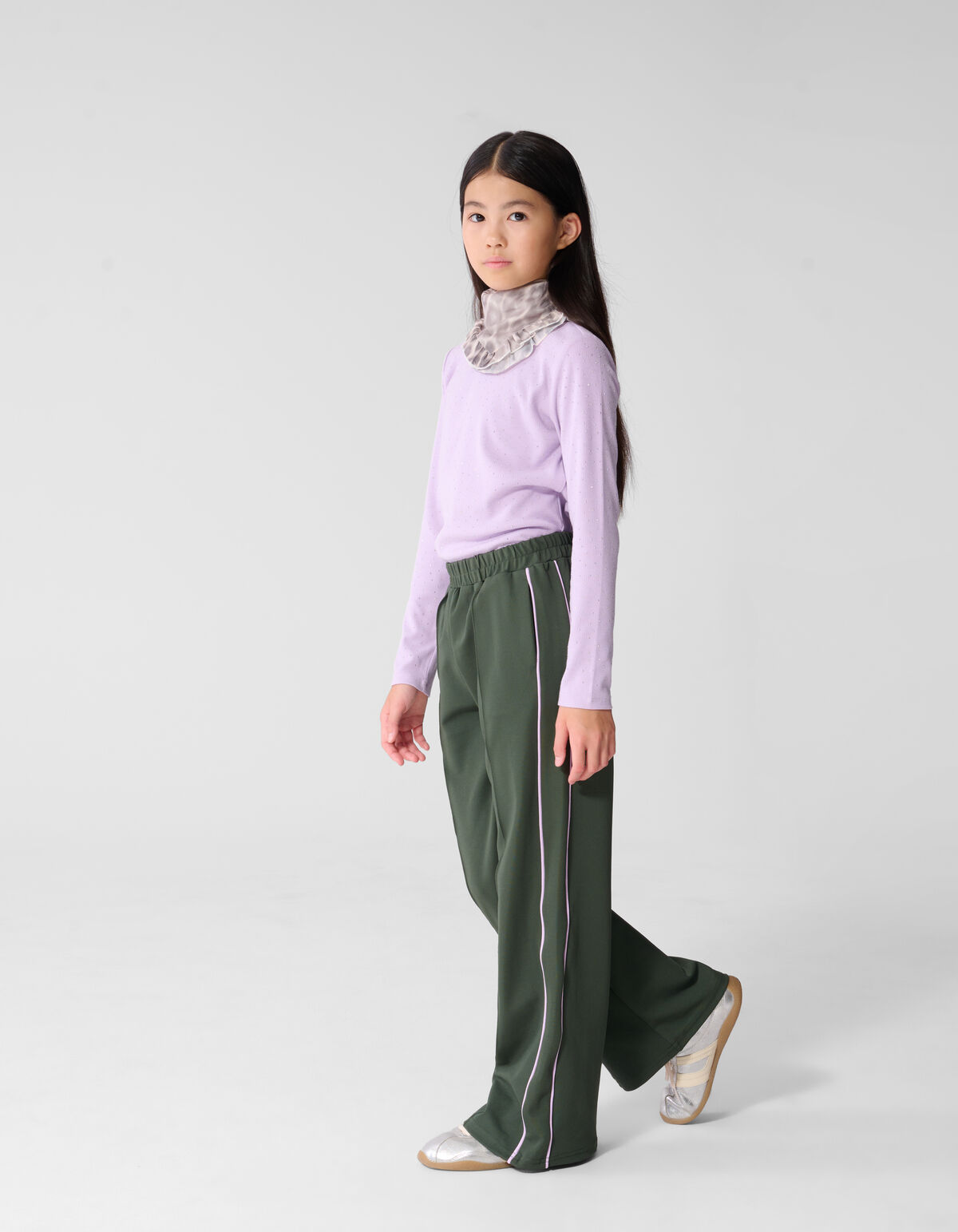 Hose mit weitem Bein und Ziernaht Dunkelgr&uuml;n SHOEBY GIRLS