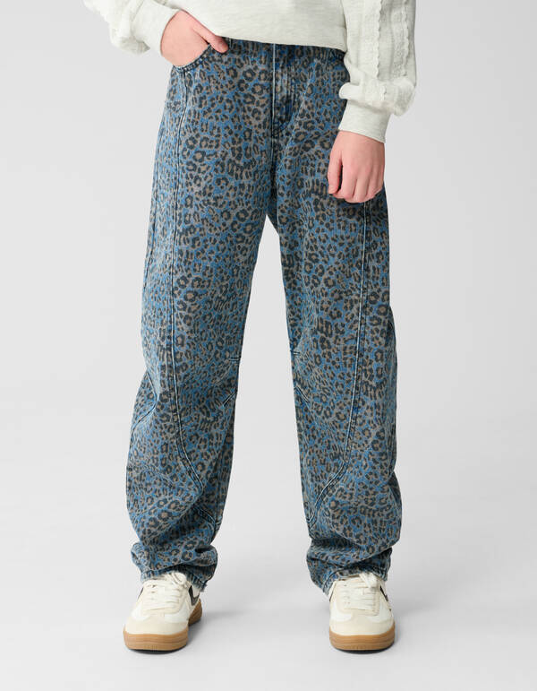 Leopard Barrel Fit Jeans Blau SHOEBY GIRLS