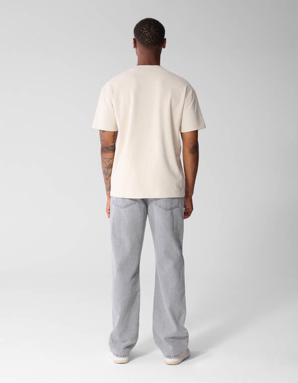 Basic-T-Shirt mit Aufdruck Beige SHOEBY MEN