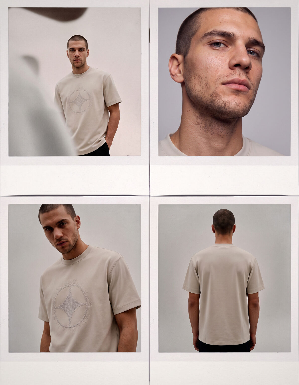 T-Shirt mit Kreuzstich-Motiv Sand SHOEBY MEN