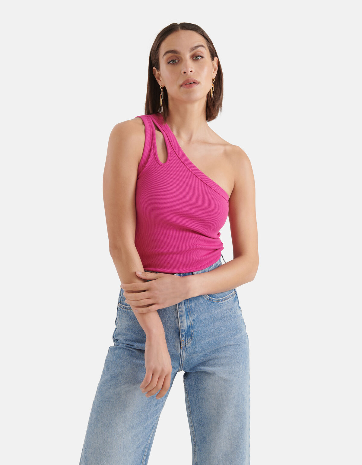 Asymmetrisches ausgeschnittenes Top Rosa SHOEBY WOMEN