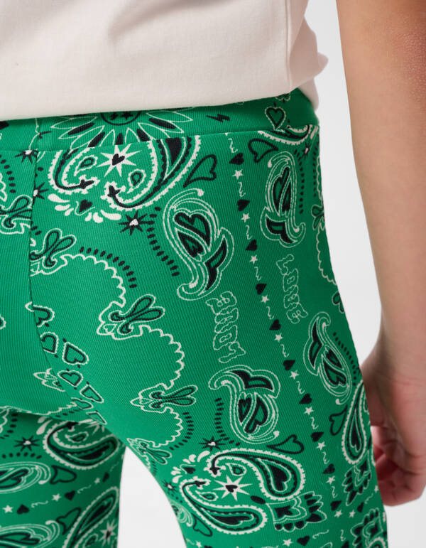 Bedruckte ausgestellte Rippen-Leggings Grün SHOEBY GIRLS