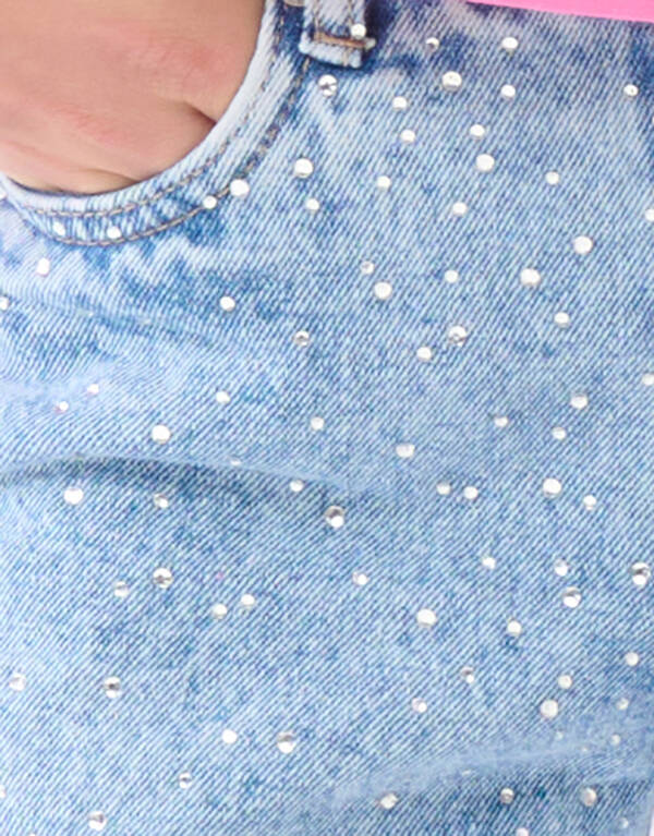 Wide Leg Jeans mit Strasssteinen Mediumstone SHOEBY GIRLS