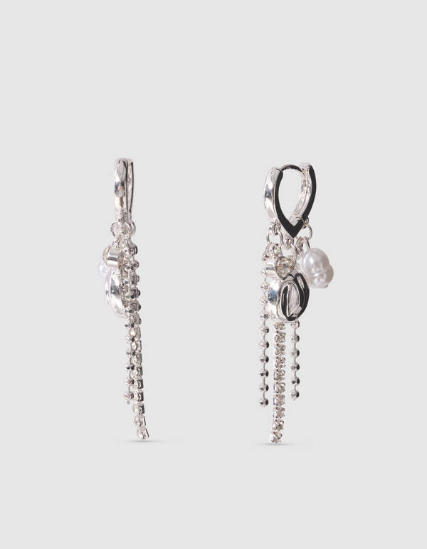 Strass-Charm-Ohrringe Silber SHOEBY ACCESSOIRES