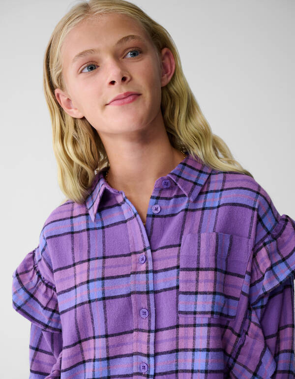 Rüschenbluse mit Karomuster lila SHOEBY GIRLS