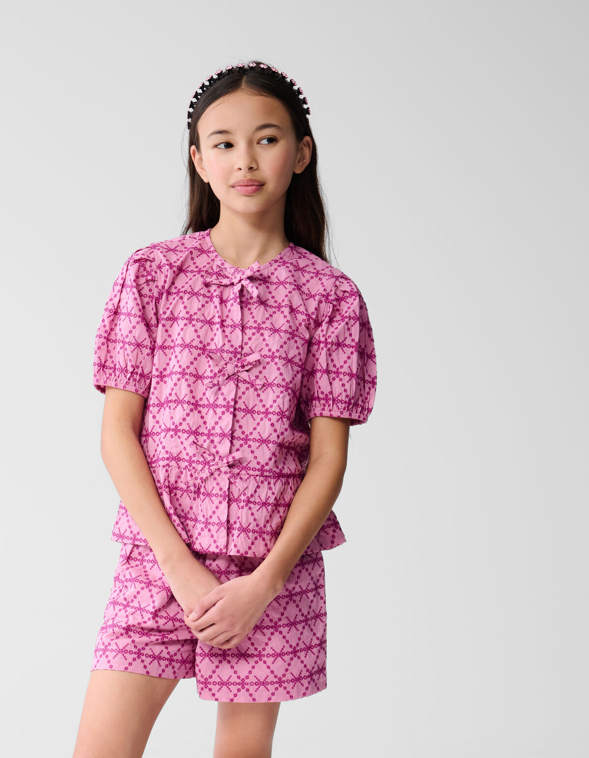 Bluse mit Stickerei und Schleife Rosa SHOEBY GIRLS