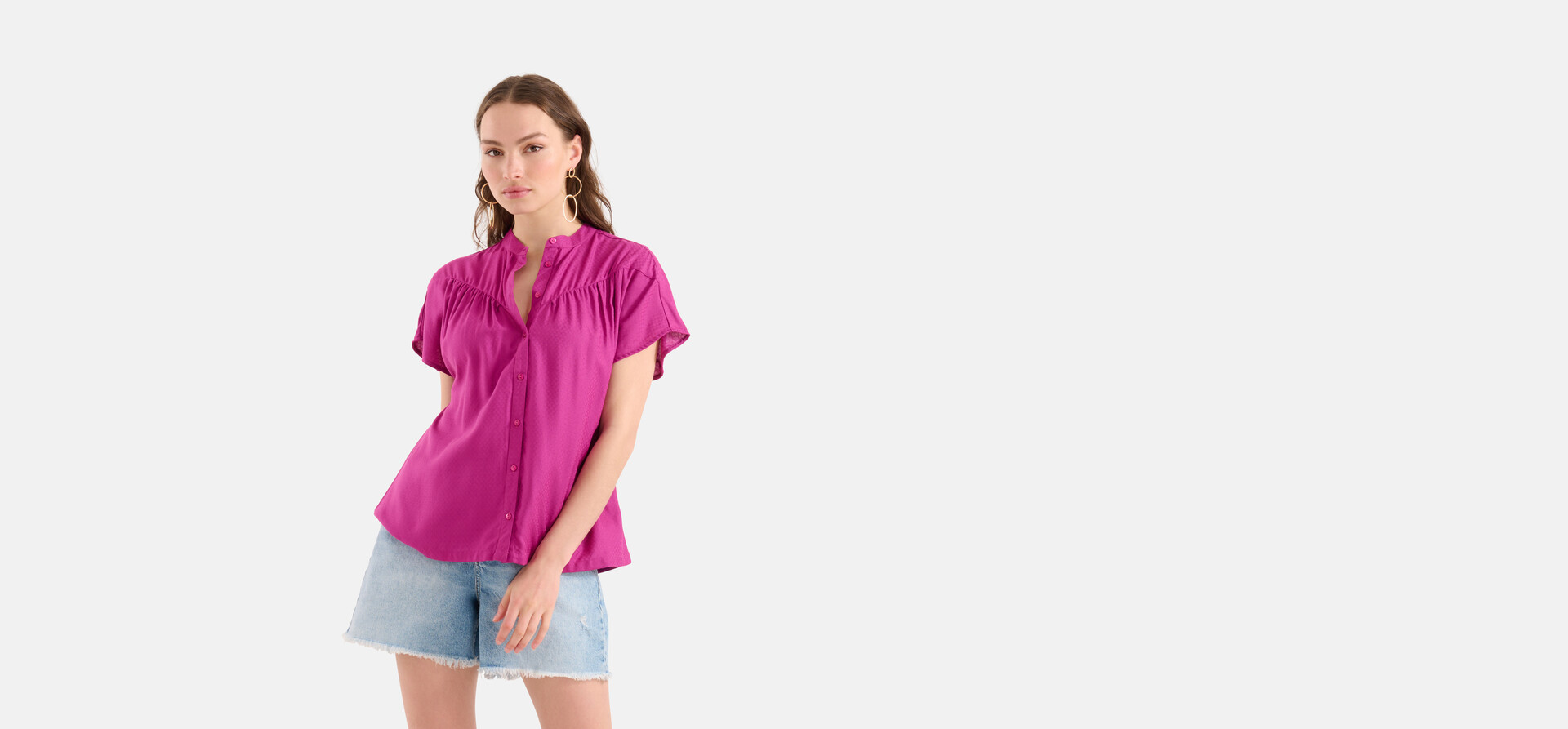 Relaxed Fit Top Dunkelrosa SHOEBY WOMEN
