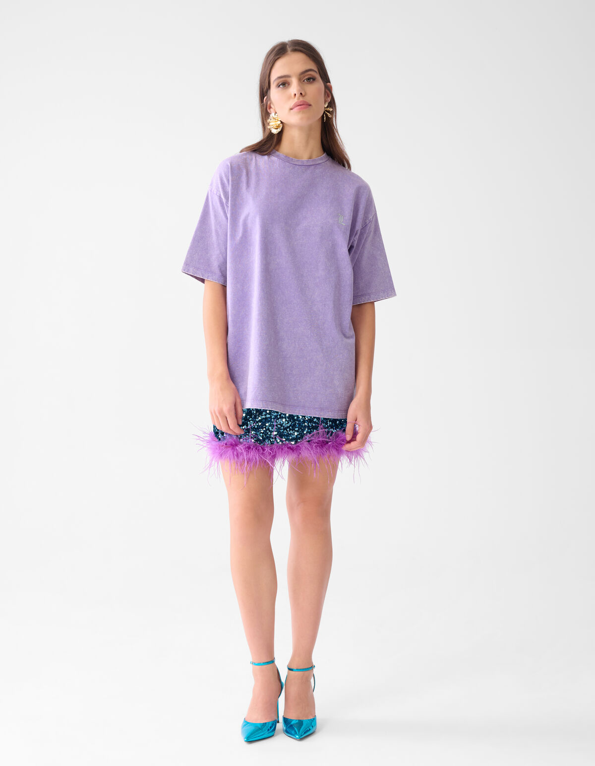 Gewaschenes T-Shirt Hellviolett SHOEBY WOMEN