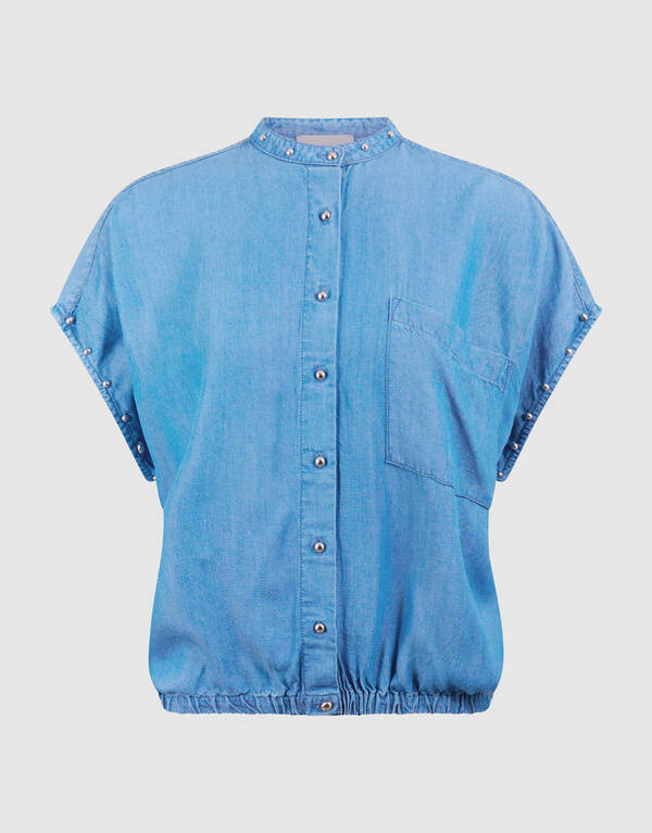 Studs Denim Bluse Blau SHOEBY WOMEN