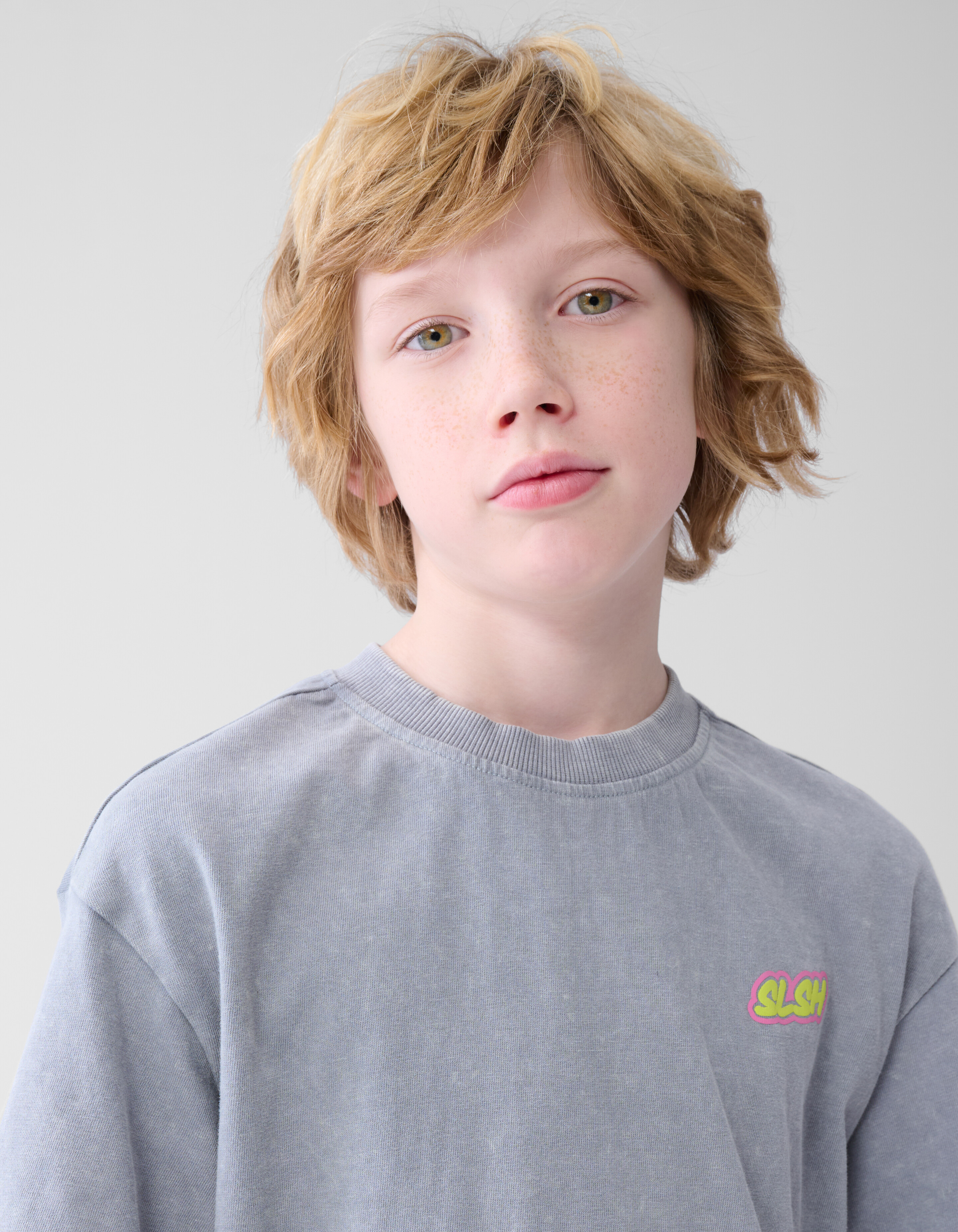 Text-T-Shirt Gewaschenes Hellgrau SHOEBY BOYS