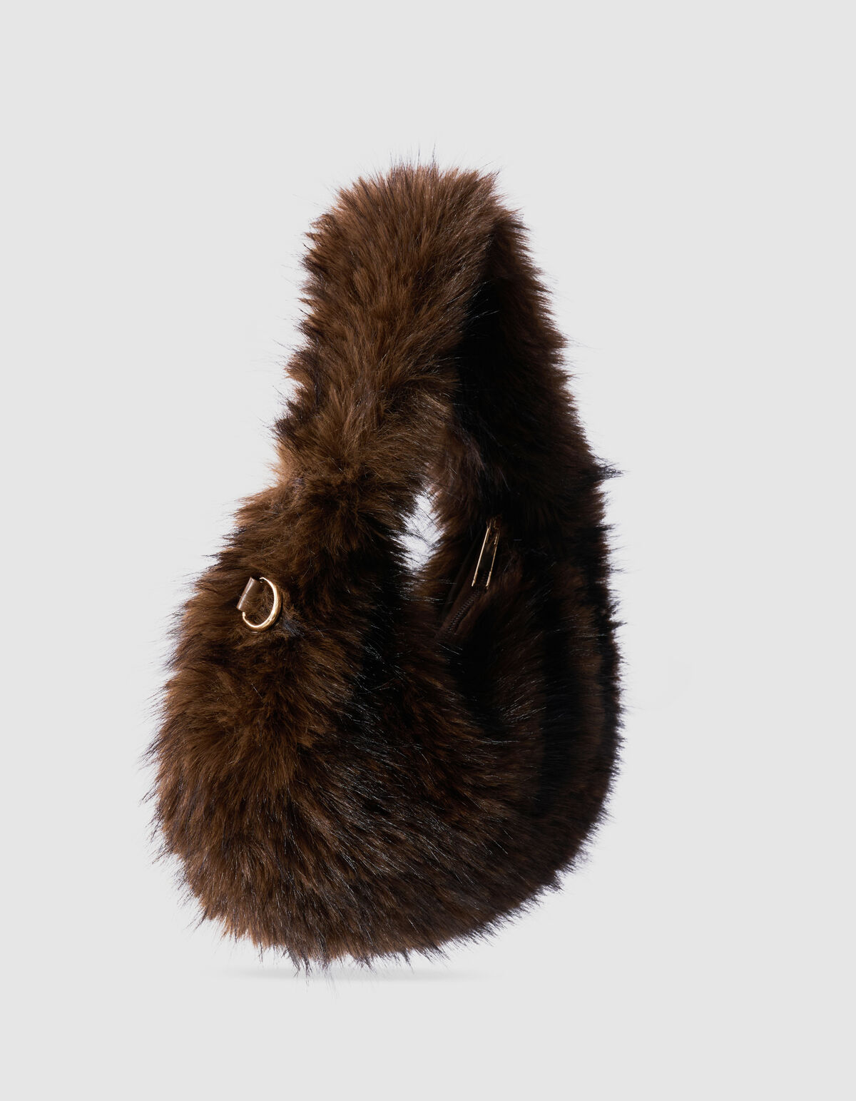 Runde Faux Fur Tasche Dunkelbraun SHOEBY ACCESSOIRES