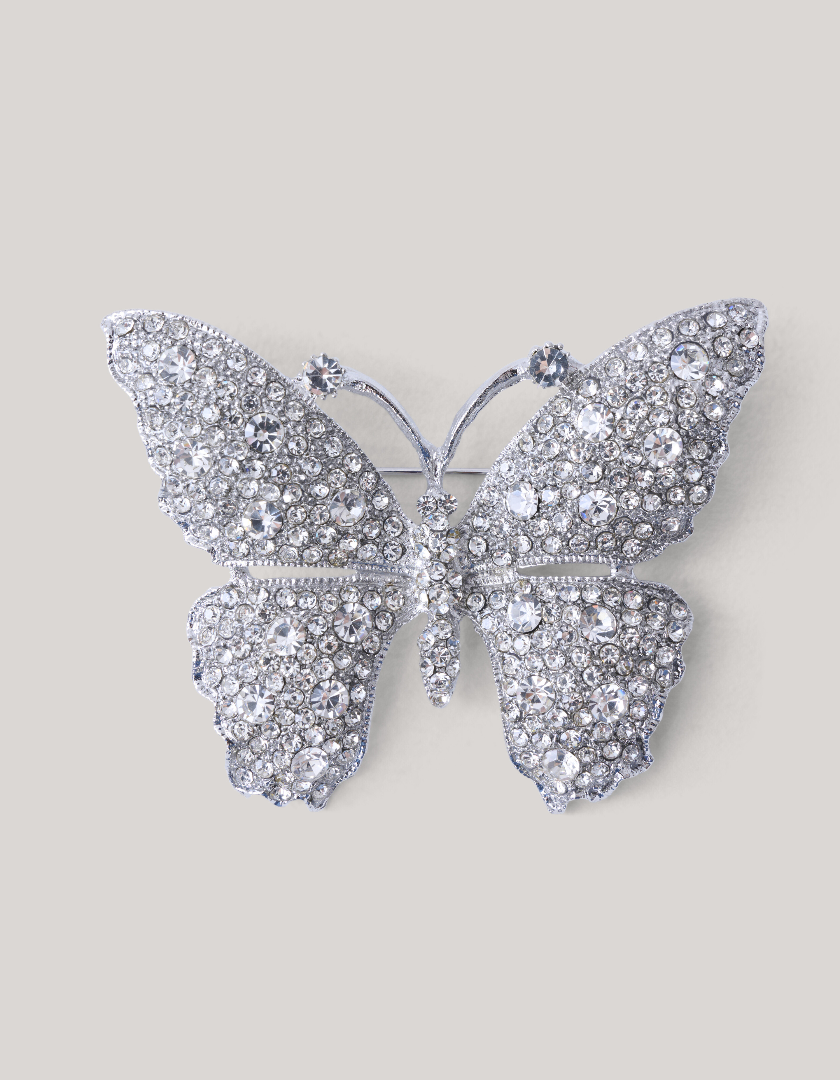 Strass Schmetterling Brosche Silber SHOEBY ACCESSOIRES