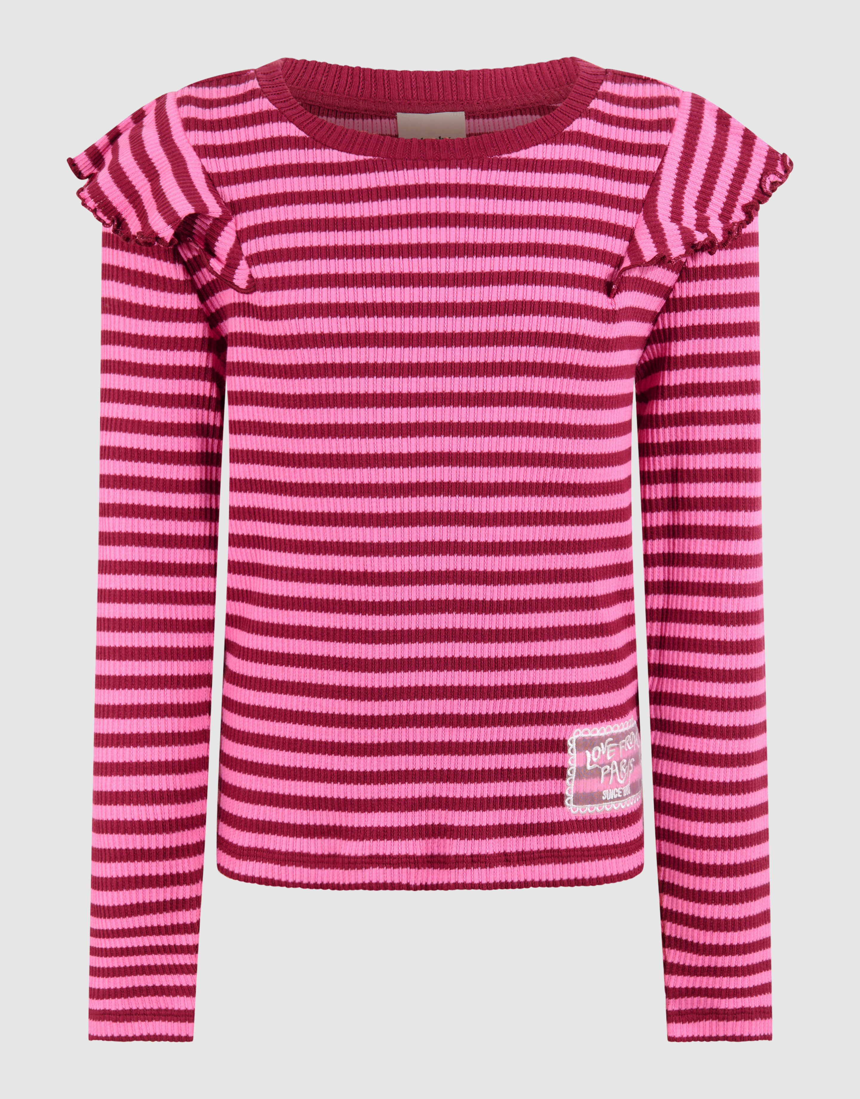 Gestreiftes Rüschentop Dunkelrot SHOEBY GIRLS