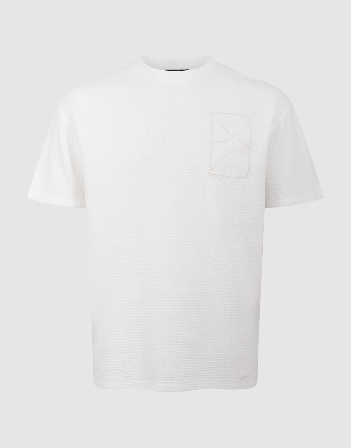 Waffel-Stickerei T-Shirt Wei&szlig; SHOEBY MEN