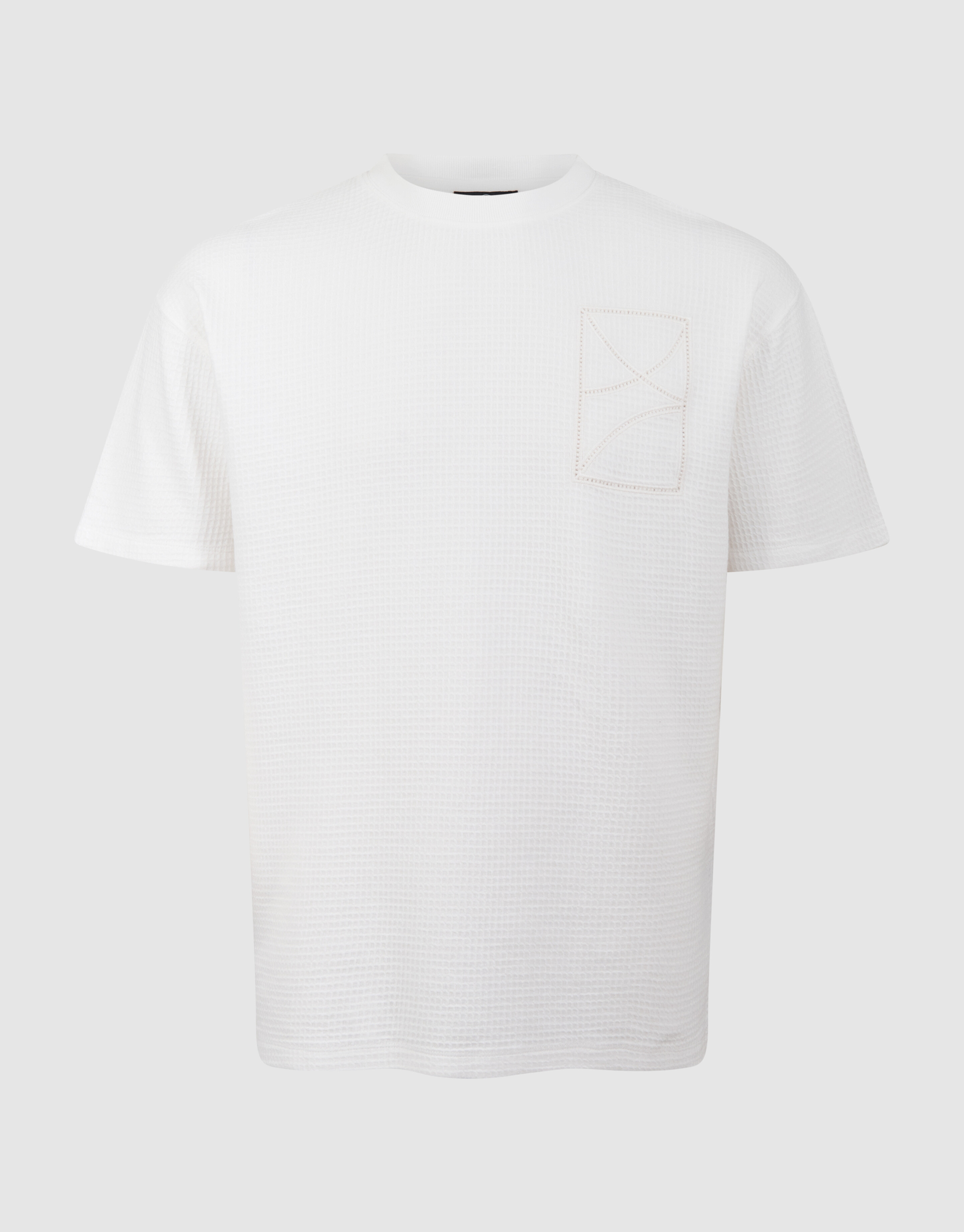 Waffel-Stickerei T-Shirt Wei&szlig; SHOEBY MEN