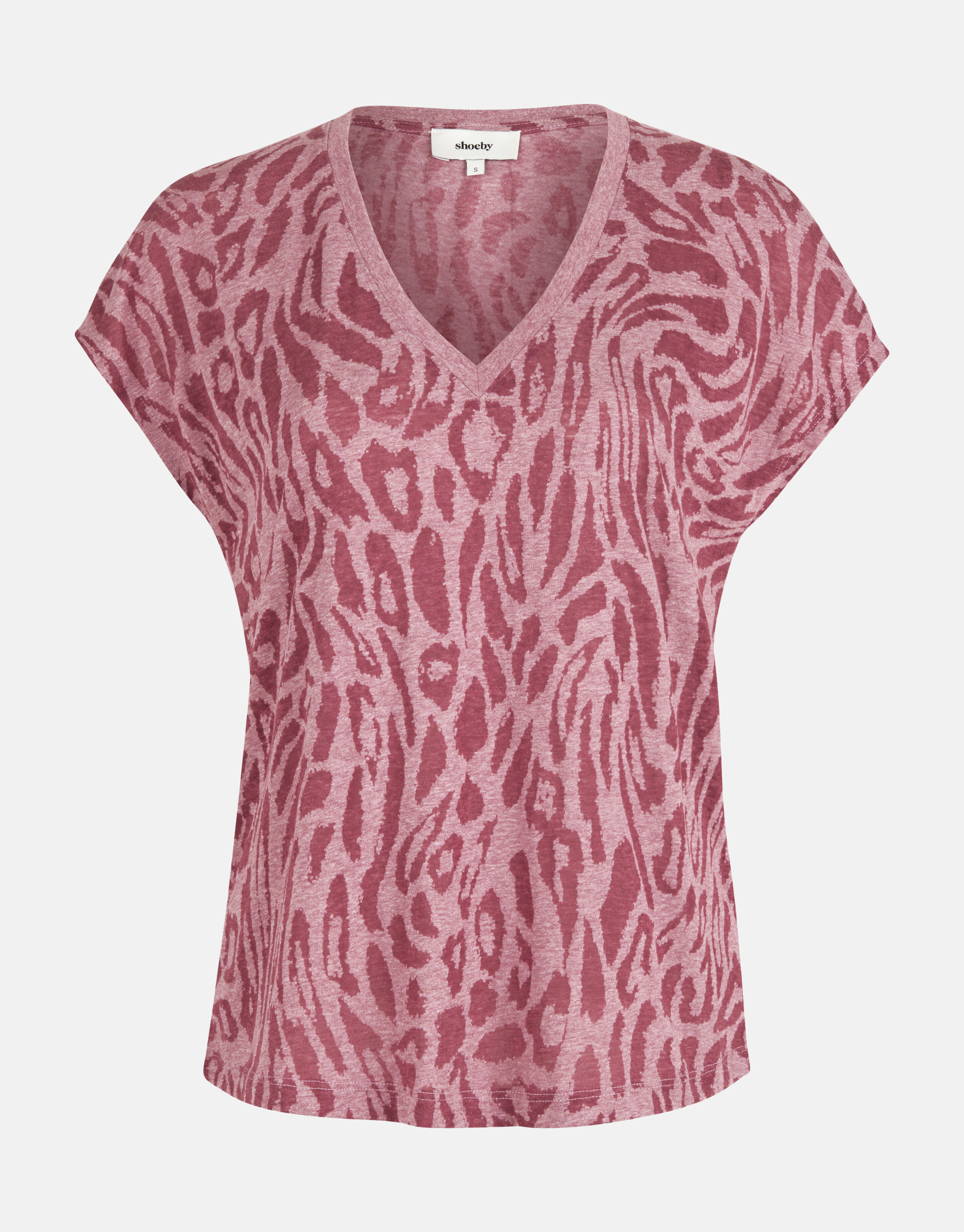 Leopardenmuster-T-Shirt mit V-Ausschnitt Lila SHOEBY WOMEN