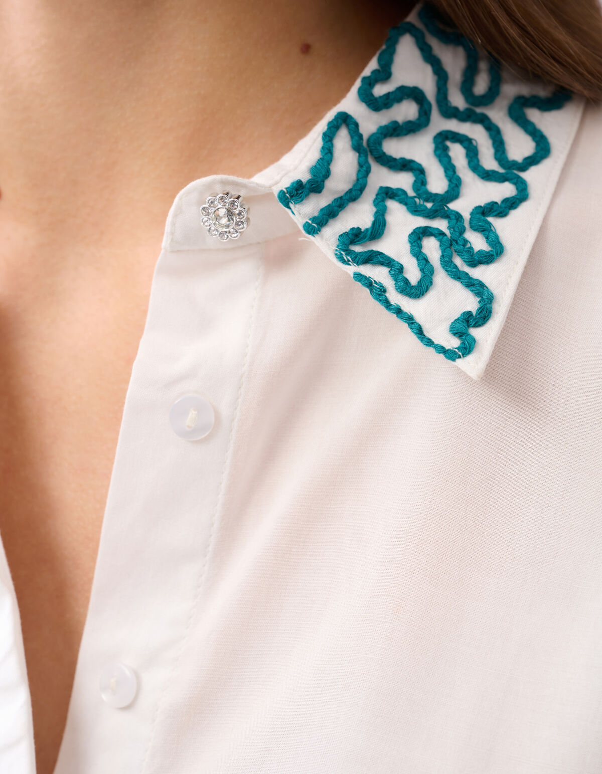 Kordel-Stickerei Bluse Offbroken White SHOEBY WOMEN