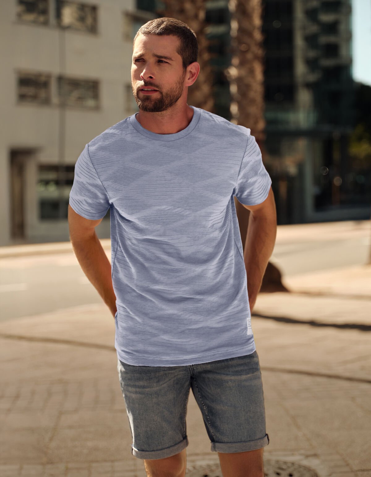 Wave Texture T-shirt Hellblau SHOEBY MEN