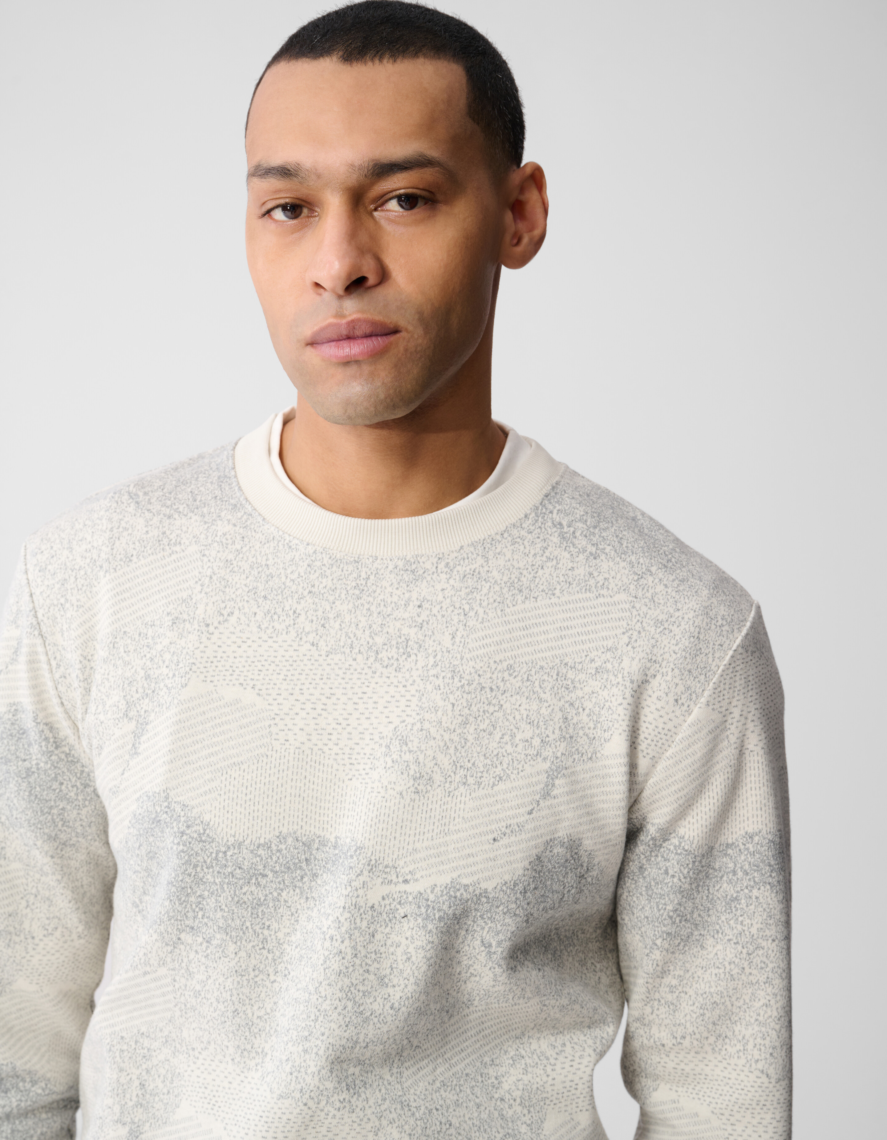 Jacquard Camouflage-Pullover Gebrochen Wei&szlig; SHOEBY MEN