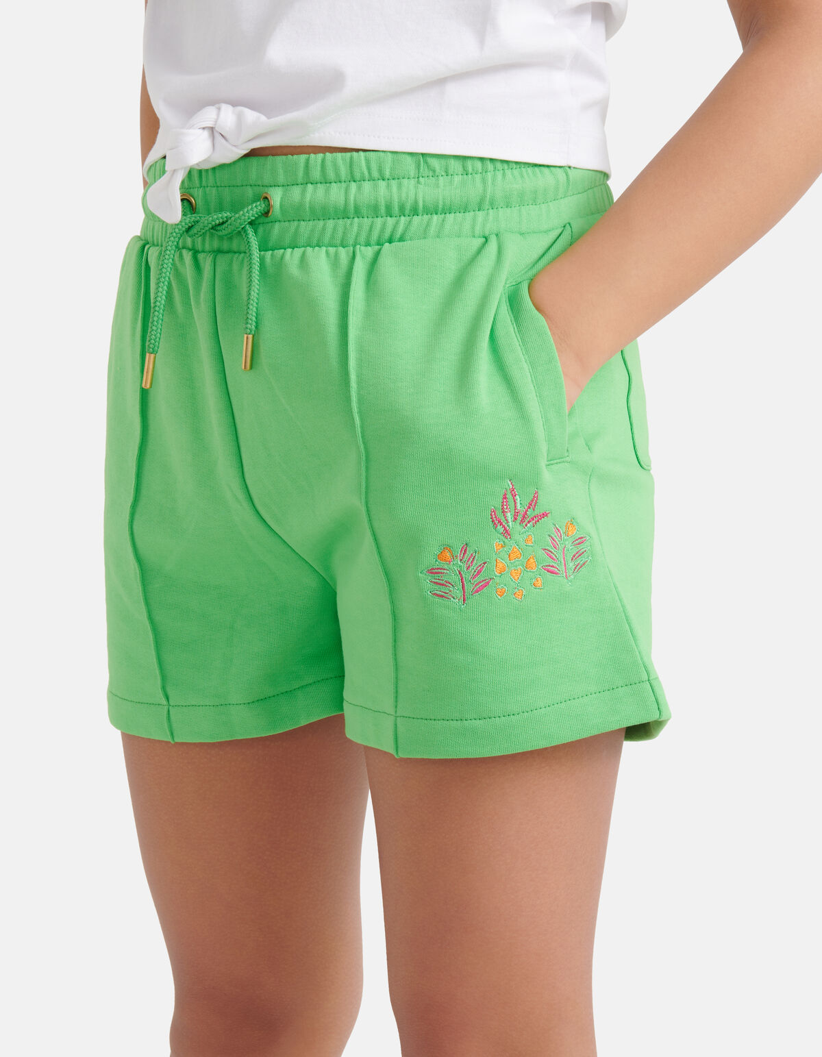 Bestickte Shorts Grün SHOEBY GIRLS