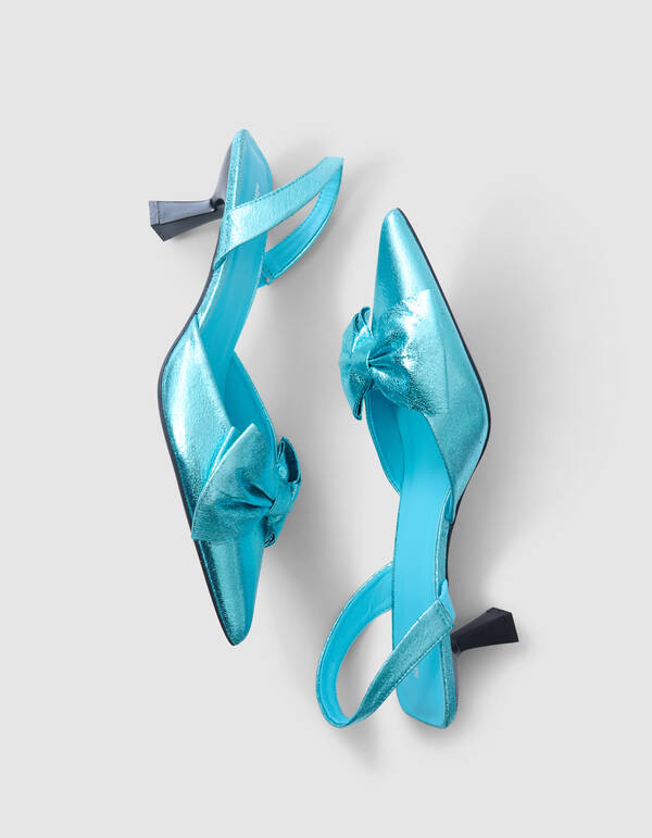 Metallic Schleife Heels Blau SHOEBY SHOES