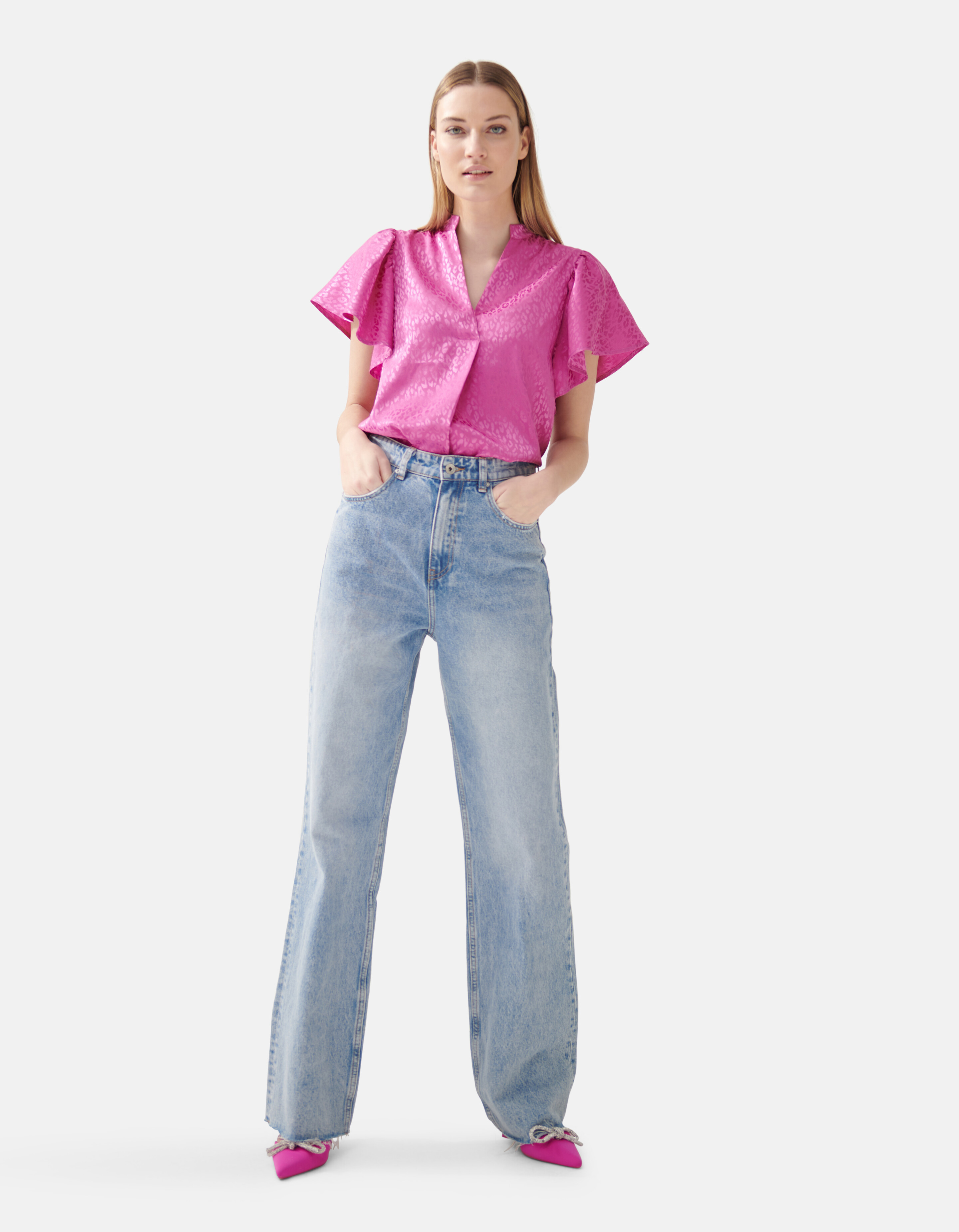 Jacquard-Rüschenbluse Rosa SHOEBY WOMEN