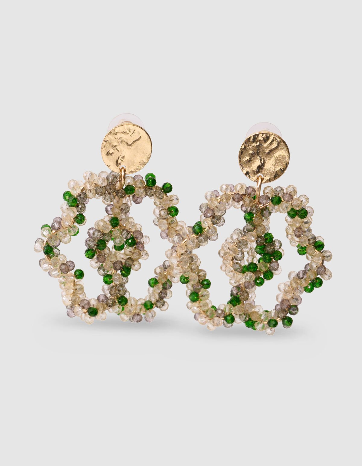 Mehrreihige Perlenohrringe Grün SHOEBY ACCESSOIRES