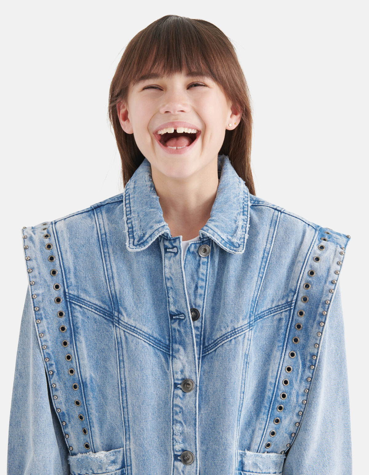 Zerst&ouml;rte Denim-Jacke Blau von Nicolette SHOEBY GIRLS