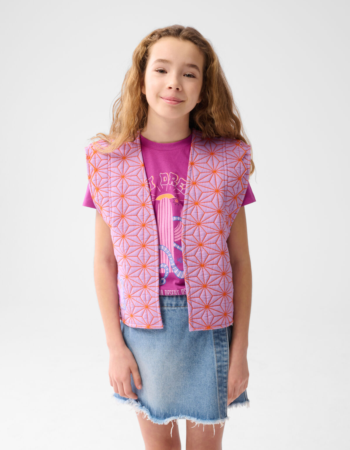 Gilet mit gen&auml;hter Textur Hellviolett SHOEBY GIRLS